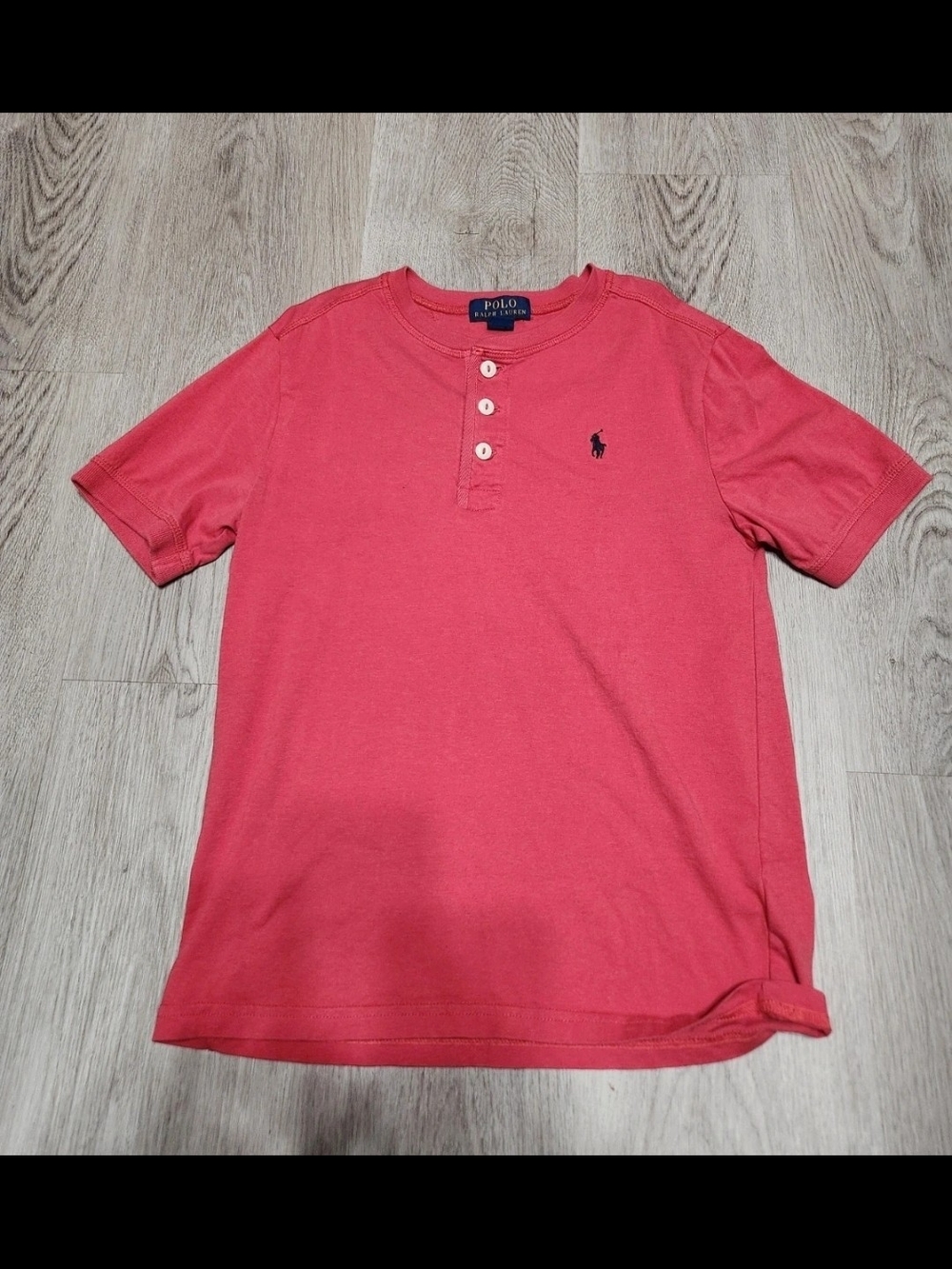 Polo by Ralph Lauren Red Short-Sleeve Henley with Navy Pony